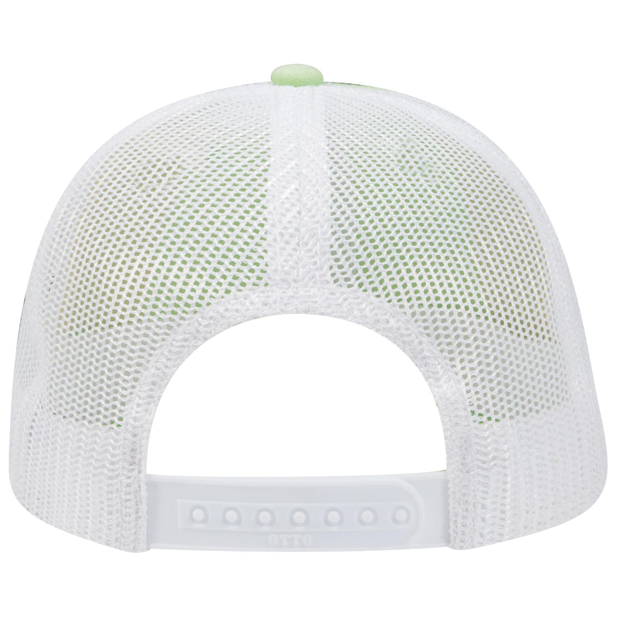 Rear View of 666616 - Lime/Lime/Wht OTTO CAP "OTTO COMFY FIT" 6 Panel Low Profile Mesh Back Trucker Hat
