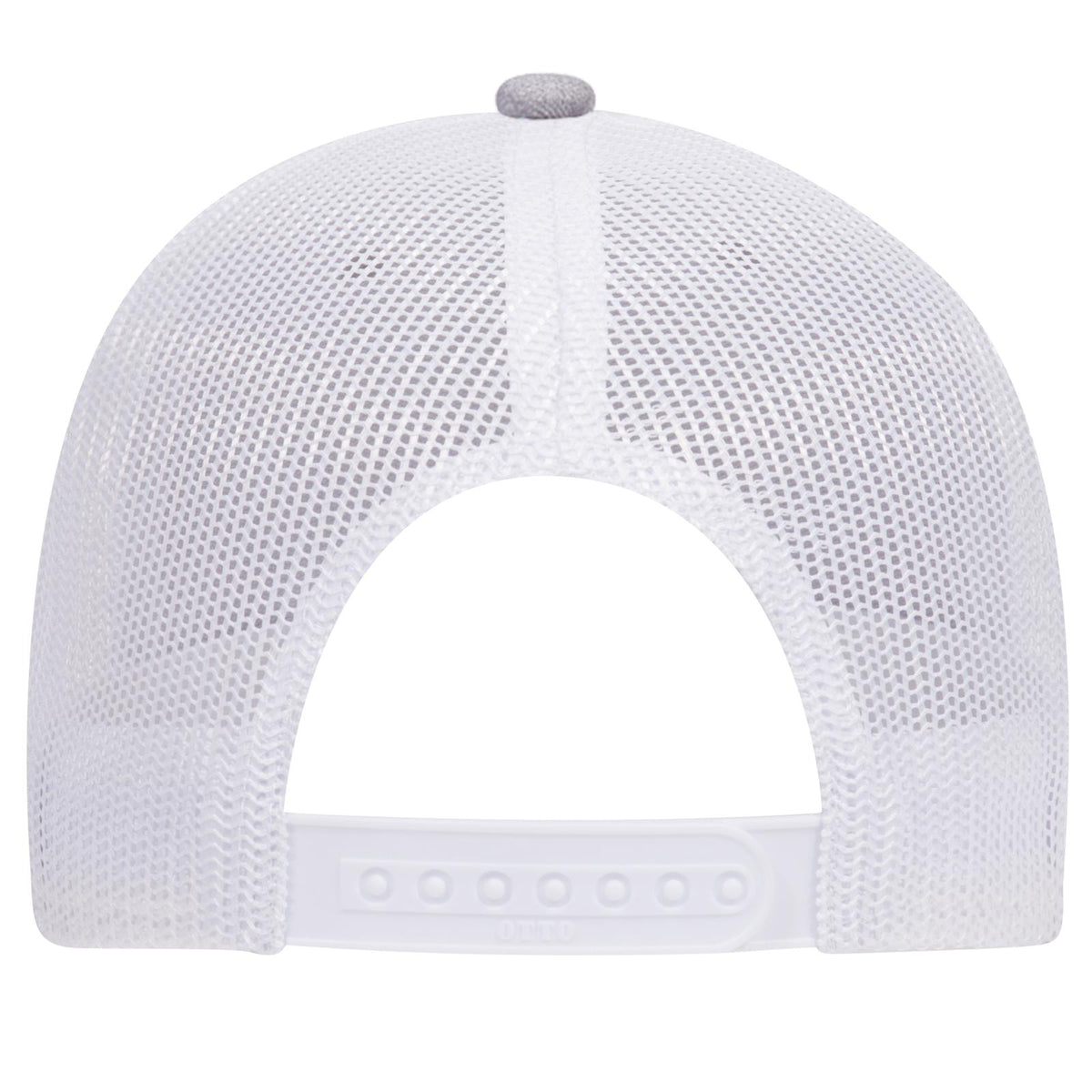Rear View of 740216 - HeatherGray/Red/White OTTO CAP 6 Panel Low Profile Mesh Back Trucker Hat