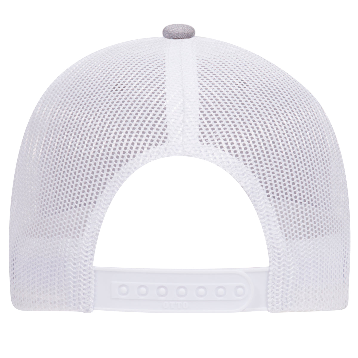 Rear View of 740216 - HeatherGray/Red/White OTTO CAP 6 Panel Low Profile Mesh Back Trucker Hat