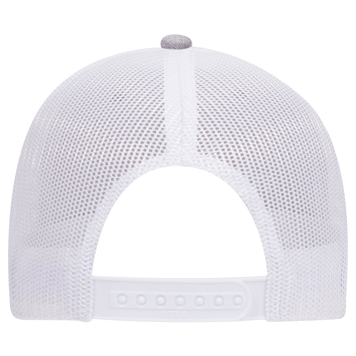 Rear View of 740416 - HeatherGray/Navy/White OTTO CAP 6 Panel Low Profile Mesh Back Trucker Hat