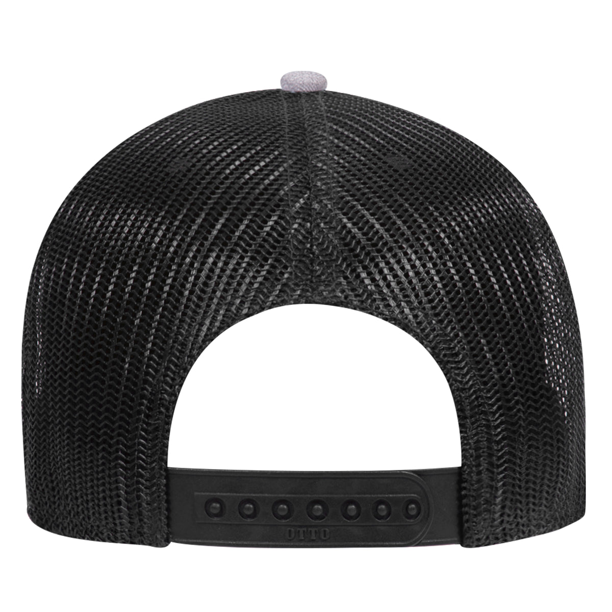 Rear View of 742503 - Ht.Gray/Char.Gray/Blk OTTO CAP 6 Panel Low Profile Mesh Back Trucker Hat