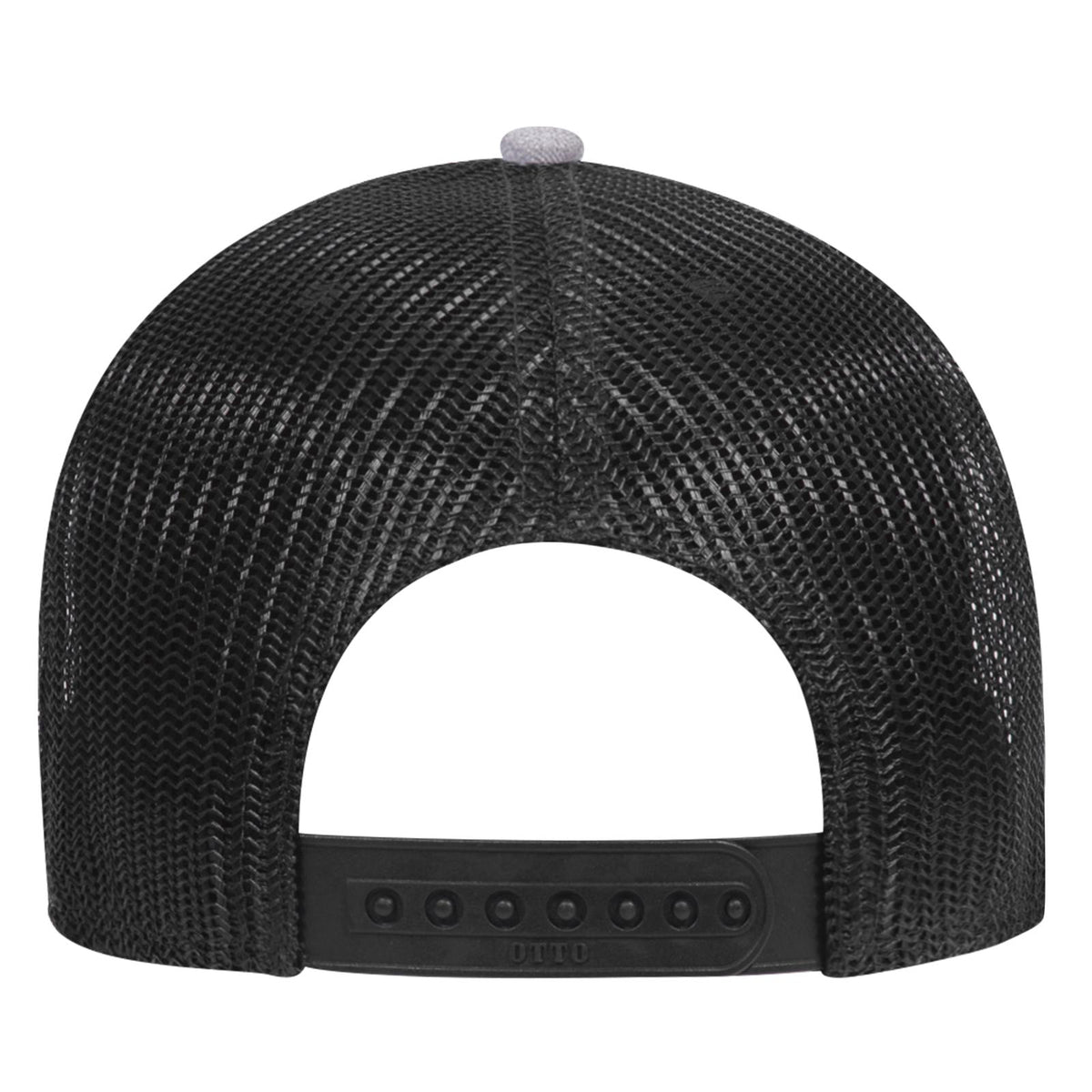 Rear View of 742503 - Ht.Gray/Char.Gray/Blk OTTO CAP 6 Panel Low Profile Mesh Back Trucker Hat