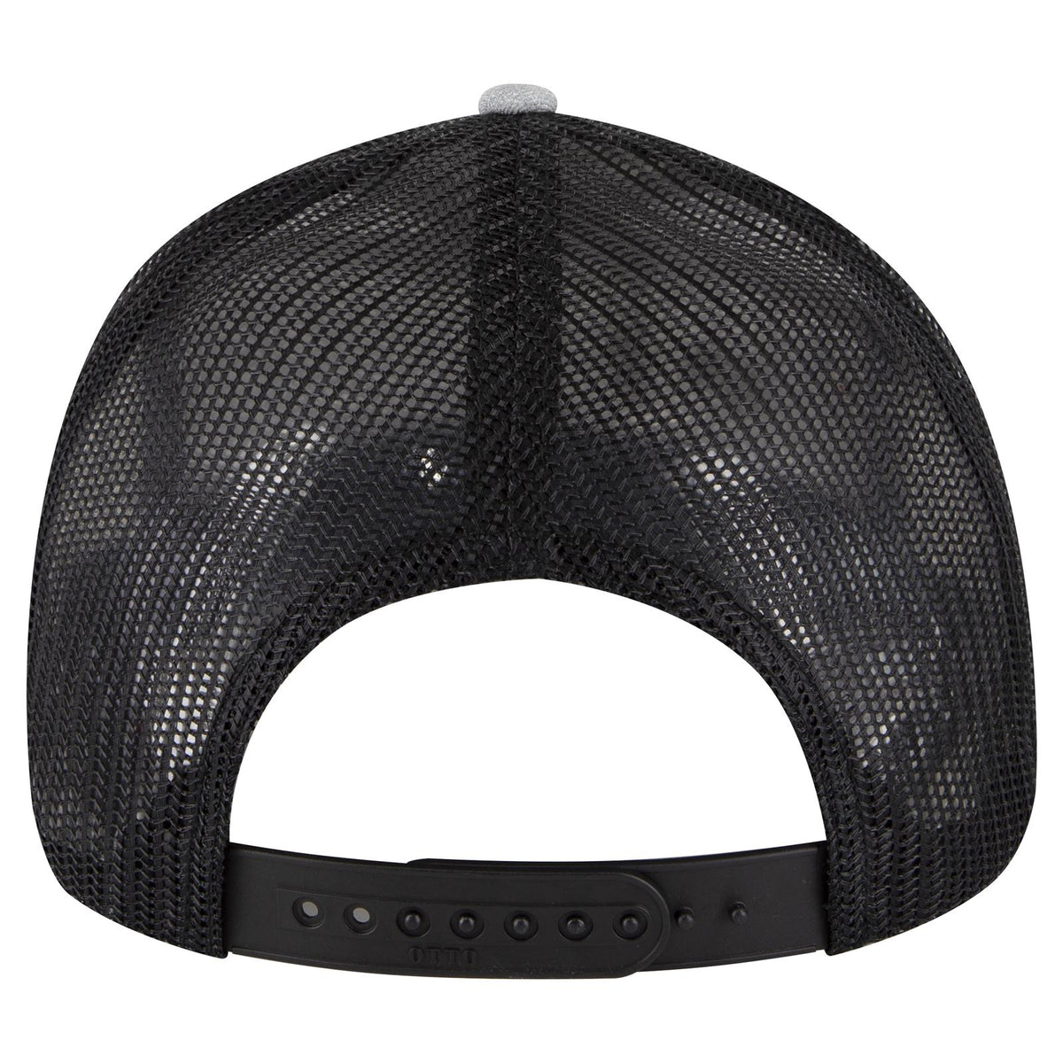 Rear View of 747403 - H. Gry/H. Gry/Blk OTTO CAP 6 Panel Low Profile Mesh Back Trucker Hat