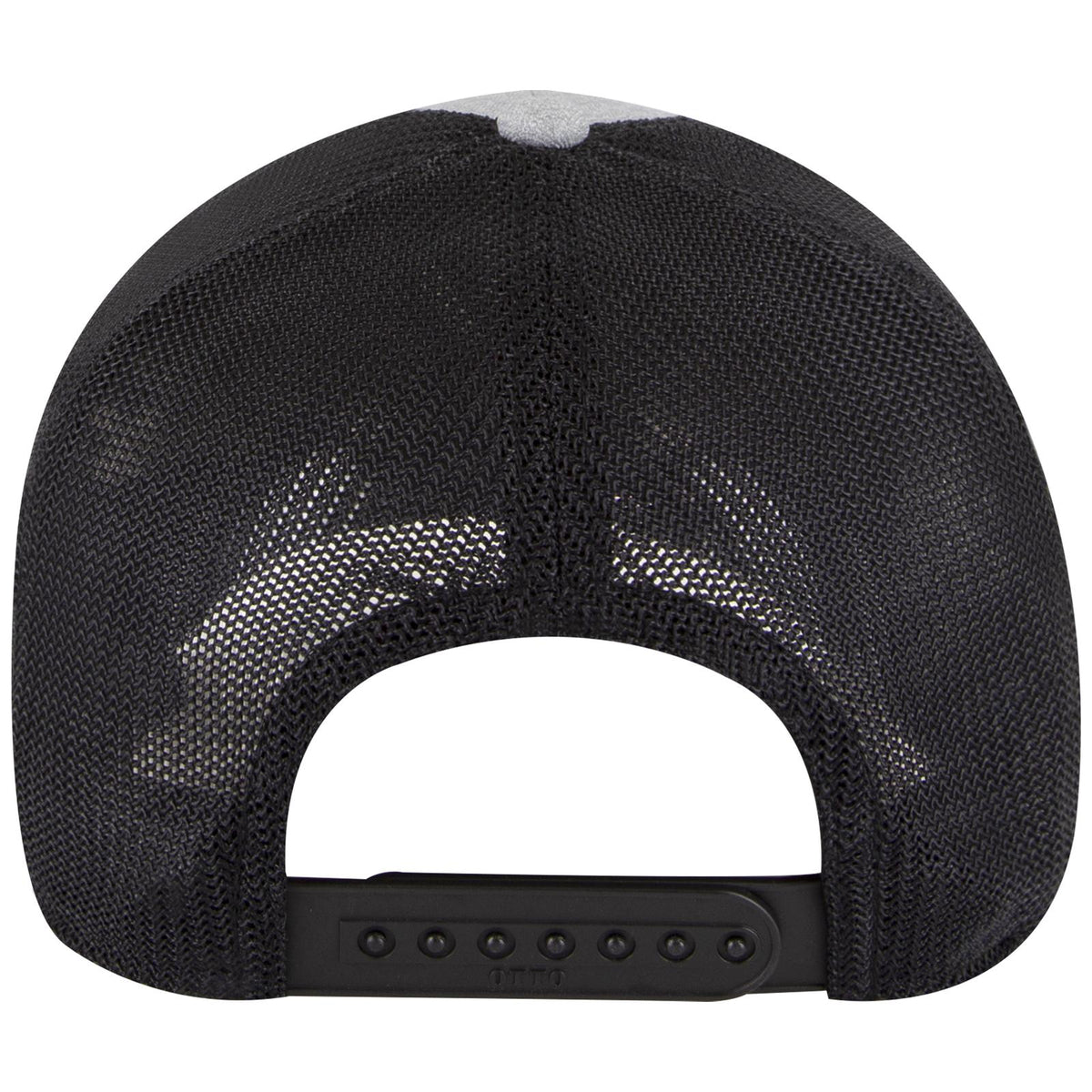 Rear View of 747403A - H. Gry/H. Gry/Blk OTTO CAP "OTTO COMFY FIT" 6 Panel Low Profile Mesh Back Trucker Hat