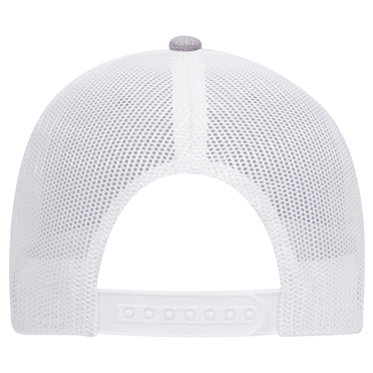 Rear View of 747416 - HeatherGray/HeatherGray/White OTTO CAP 6 Panel Low Profile Mesh Back Trucker Hat