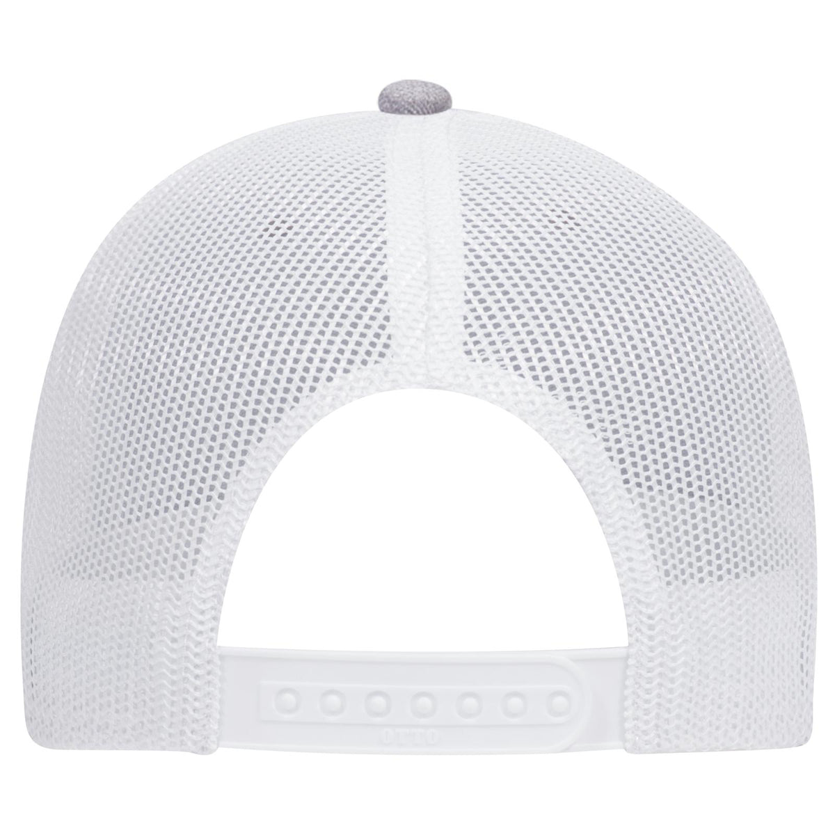 Rear View of 747416 - HeatherGray/HeatherGray/White OTTO CAP 6 Panel Low Profile Mesh Back Trucker Hat