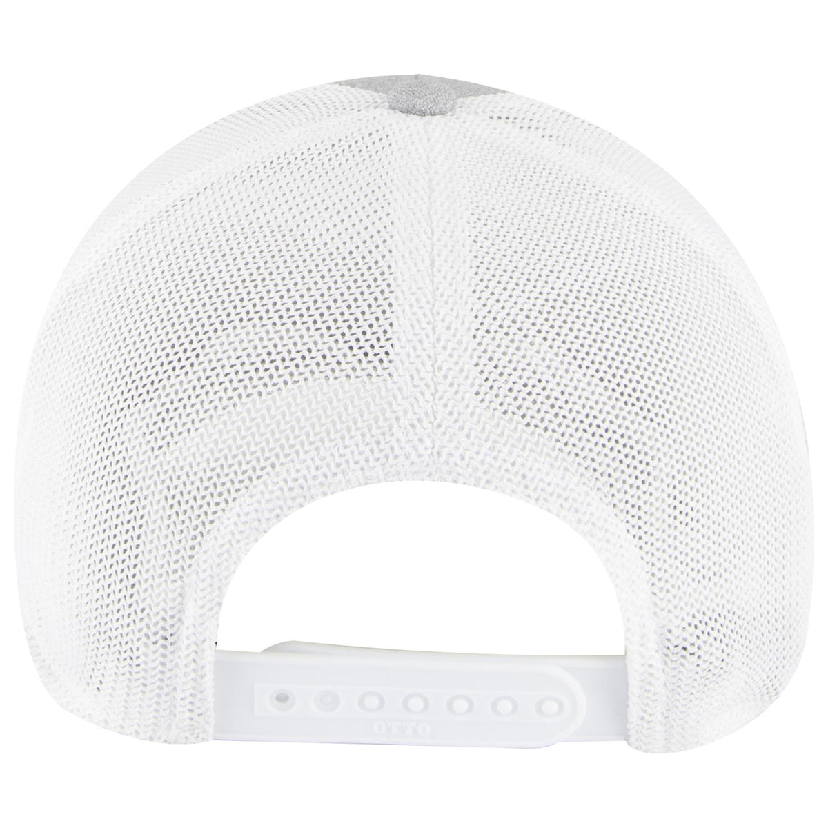 Rear View of 747416A - HeatherGray/HeatherGray/White OTTO CAP "OTTO COMFY FIT" 6 Panel Low Profile Mesh Back Trucker Hat