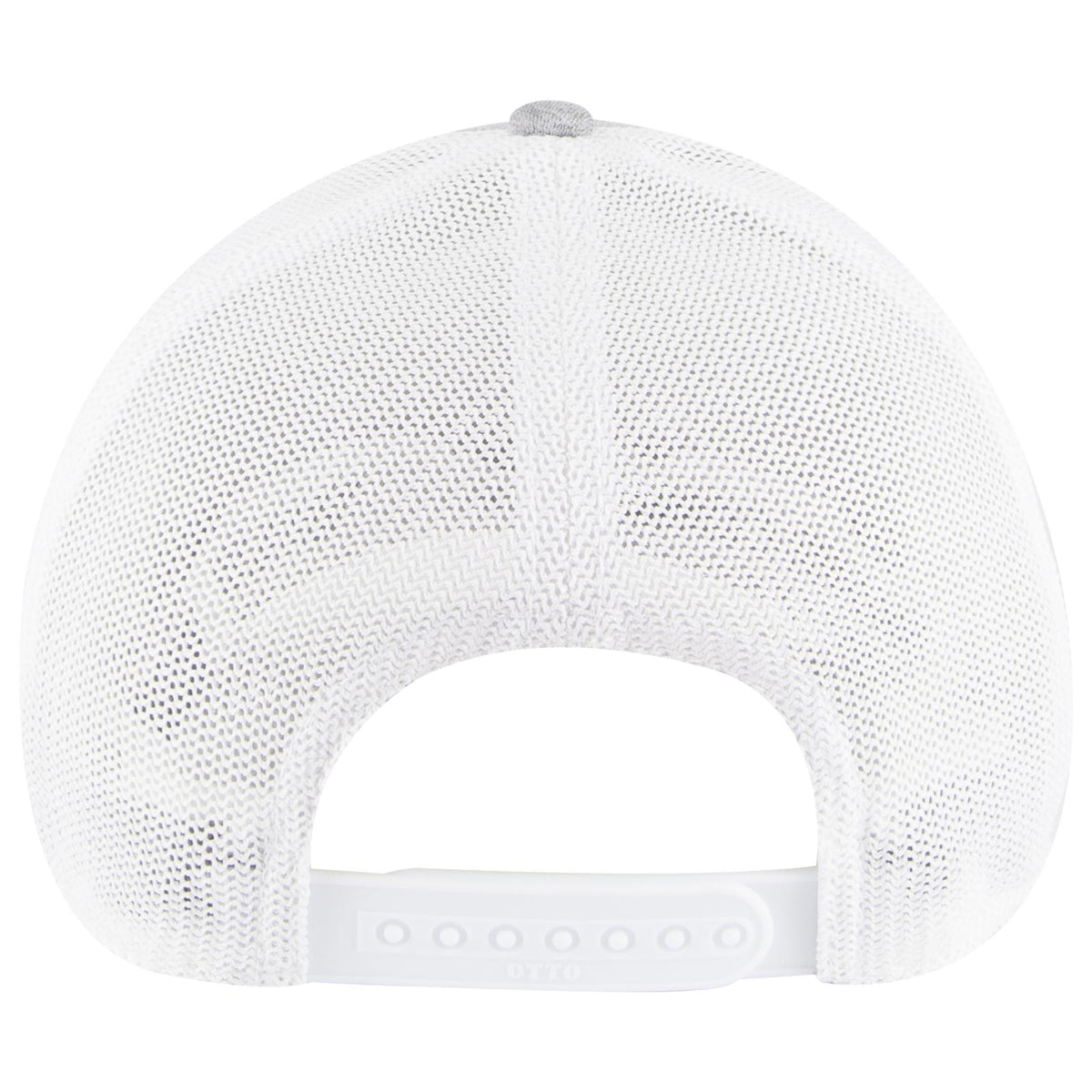 Rear View of 747416B - HeatherGray/HeatherGray/White OTTO CAP "OTTO COMFY FIT" 6 Panel Low Profile Mesh Back Trucker Hat