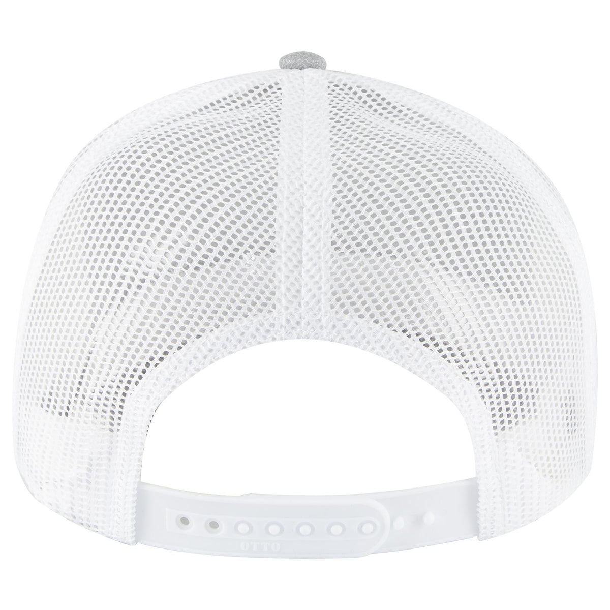 Rear View of 747416B - Ht Gry/Ht Gry/Wht OTTO CAP 6 Panel Low Profile Mesh Back Trucker Hat