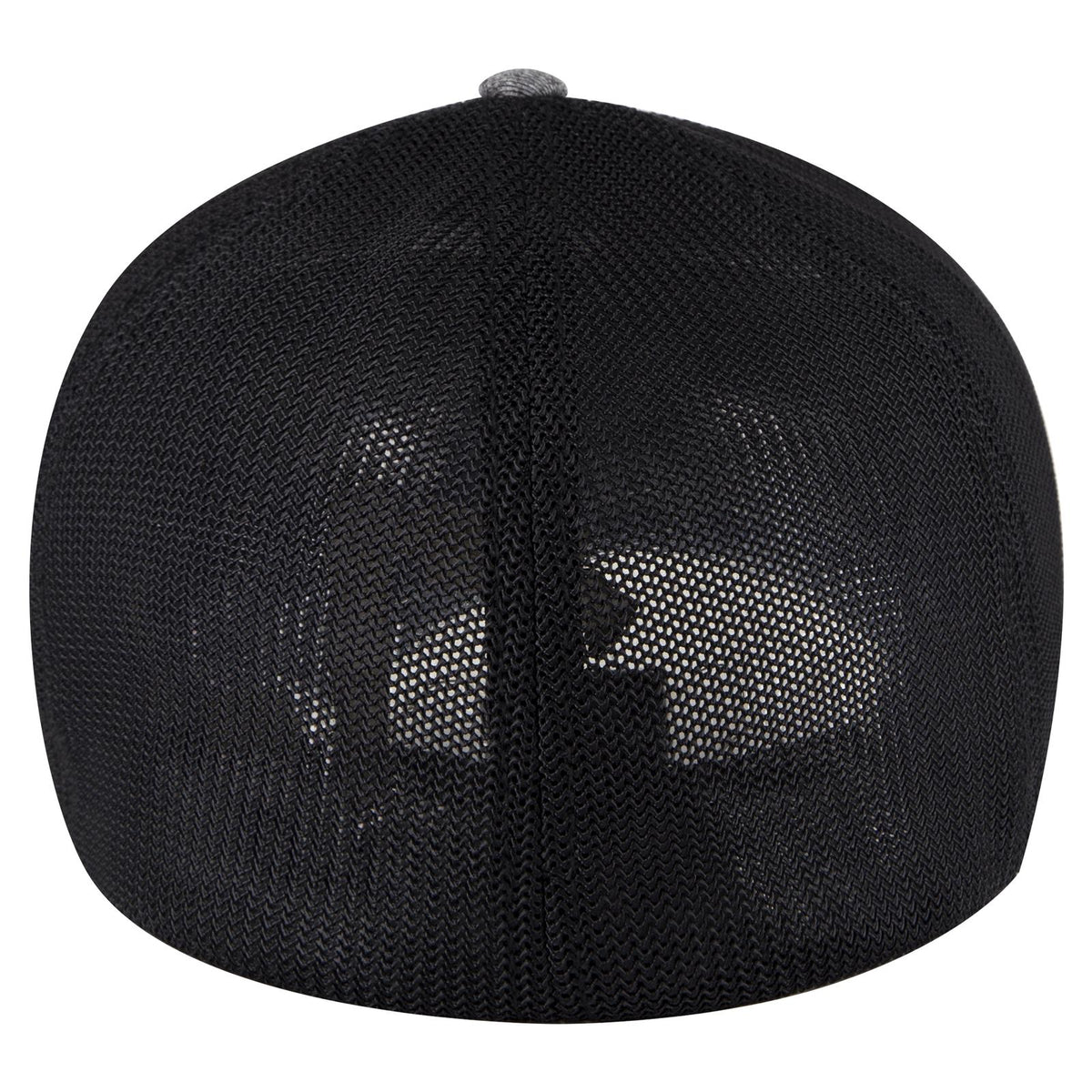 Rear View of 8003A - Ht.Blk/Blk OTTO CAP "OTTO FLEX" Fitted 6 Panel Low Profile Mesh Back Trucker Hat