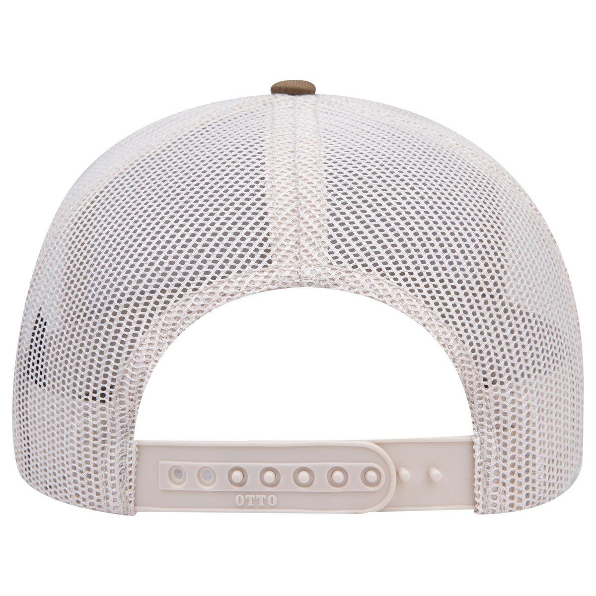 Rear View of 847452 - Coy.Brn/H.Gry/Lt.Khk OTTO CAP 6 Panel Mid Profile Mesh Back Trucker Hat