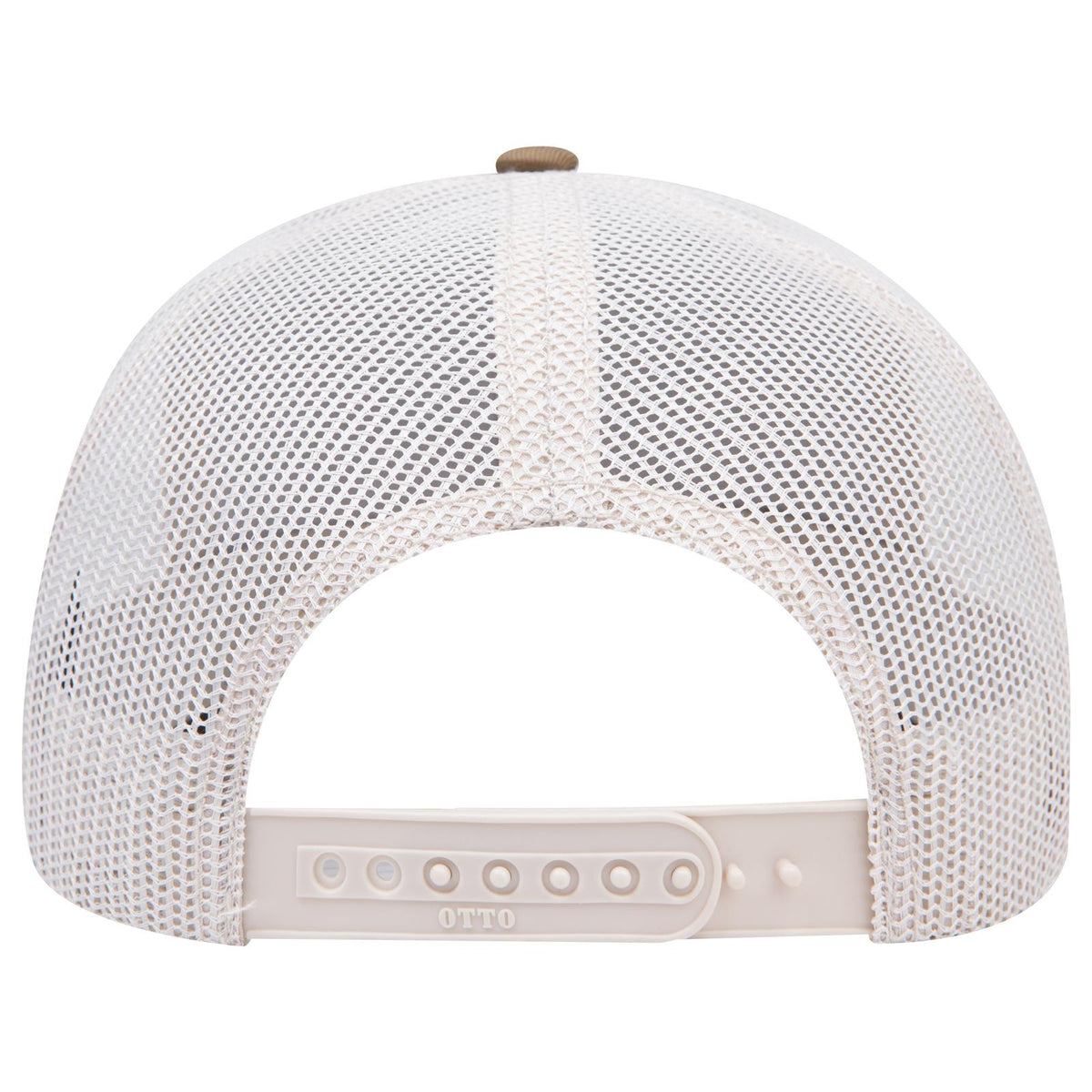 Rear View of 848452 - Coy.Brn/Coy.Brn/Lt.Khk OTTO CAP 6 Panel Mid Profile Mesh Back Trucker Hat