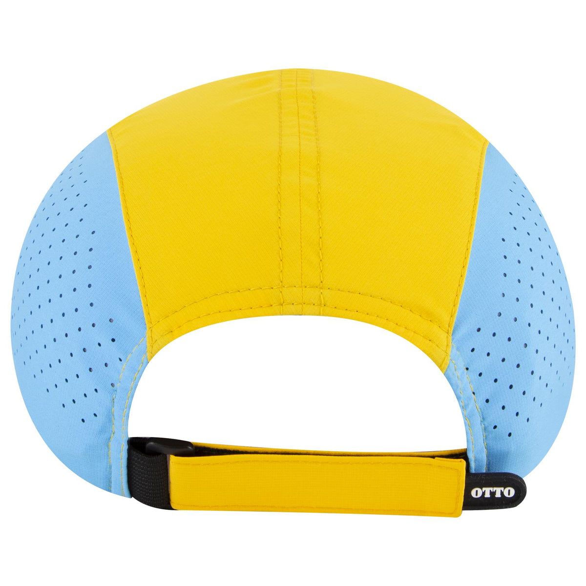 Rear View of 86417629 - Azl/Ivr/Cl Blu/Amb OTTO CAP 5 Panel Running Hat w/ Elastic Soft Visor