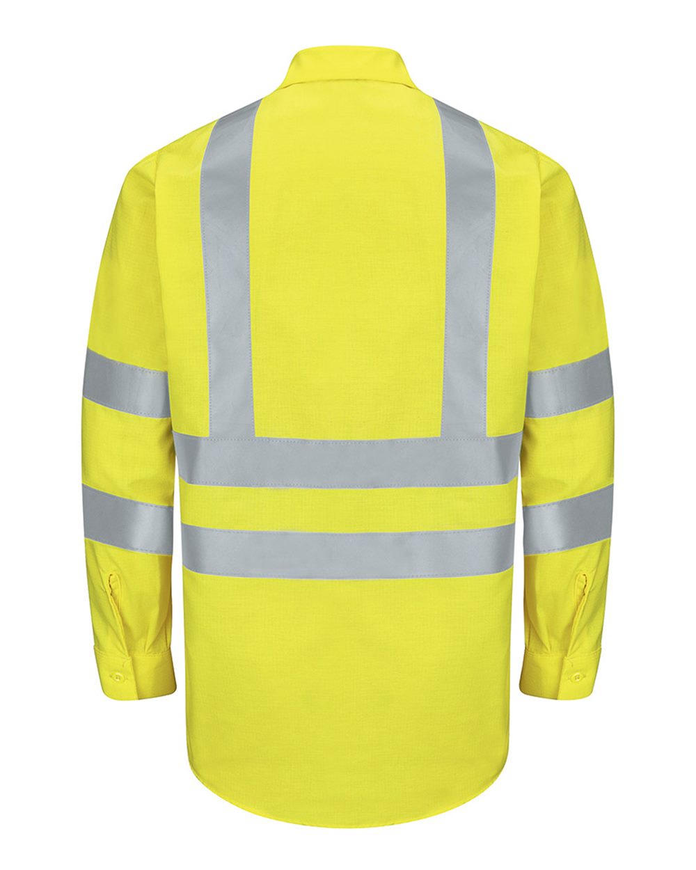 Front View of AB-Fluorescent Yellow/ Green Enhanced & Hi-Visibility Long Sleeve Work Shirt - Tall Sizes - SY14T