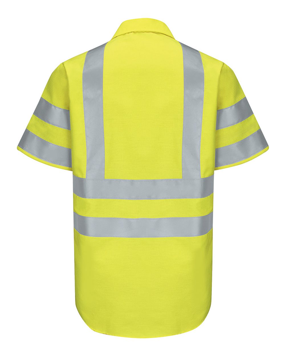 Rear View of AB-Fluorescent Yellow/ Green Enhanced &amp; Hi-Visibility Work Shirt - Tall Sizes - SY24T