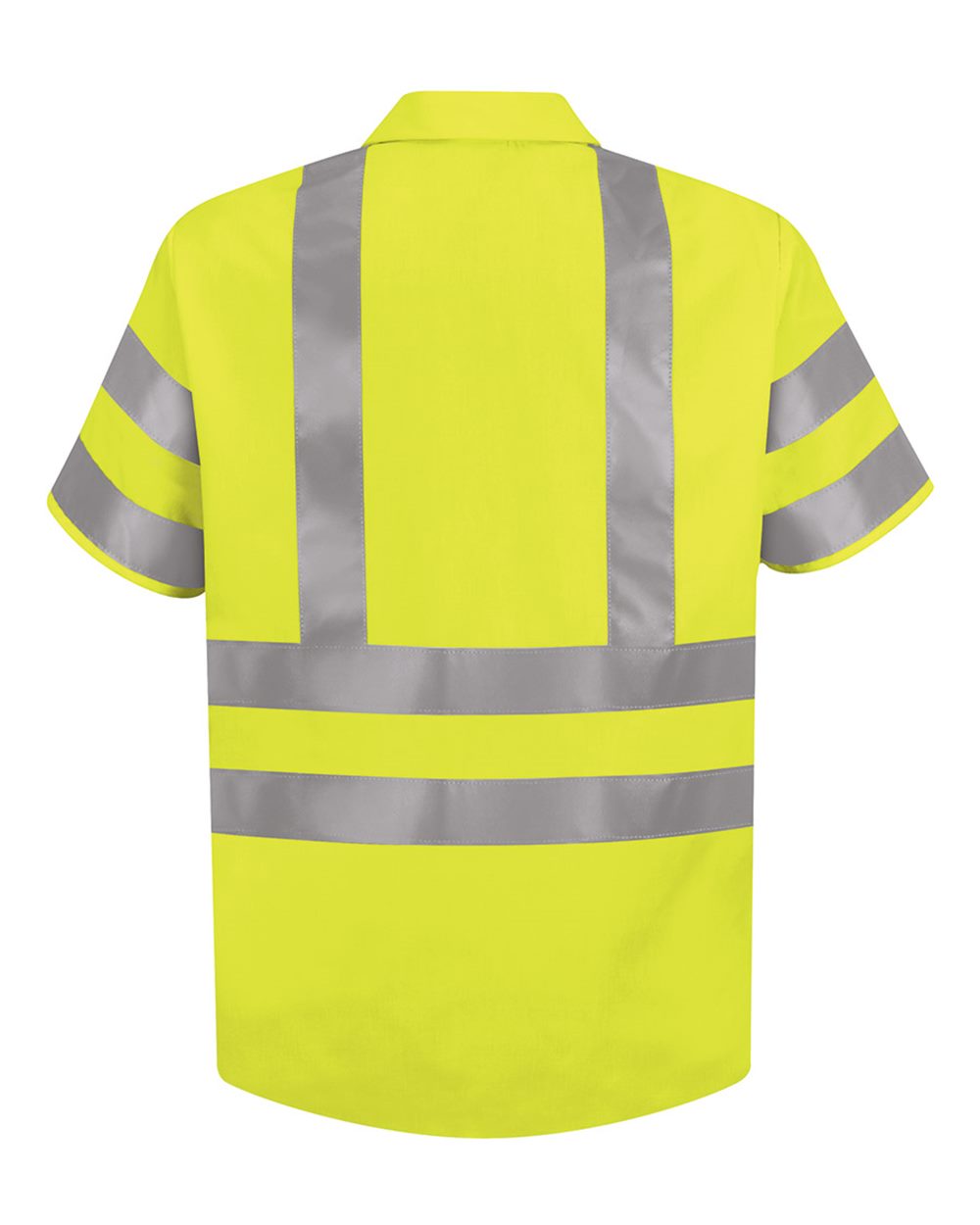 Front View of AB-Fluorescent Yellow/ Green High Visibility Safety Short Sleeve Work Shirt - SS24HV