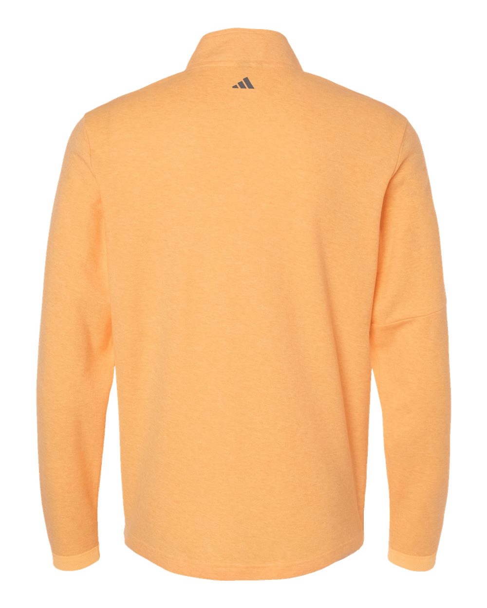 Front View of Acid Orange Melange 3-Stripes Quarter-Zip Sweater - A554