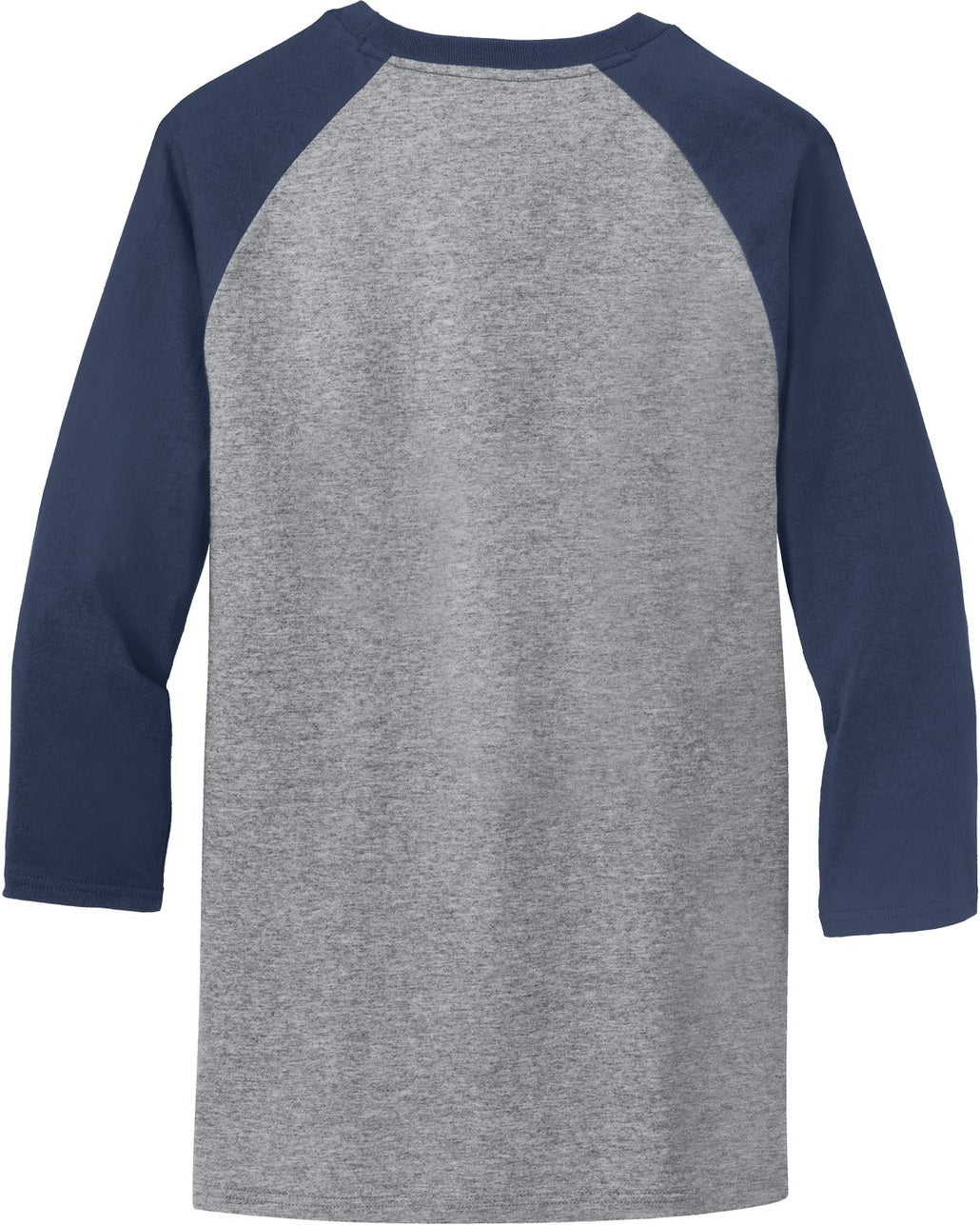 Front View of AH/Navy Port & Co Core Blend 3/4-Sleeve Raglan Tee. PC55RS