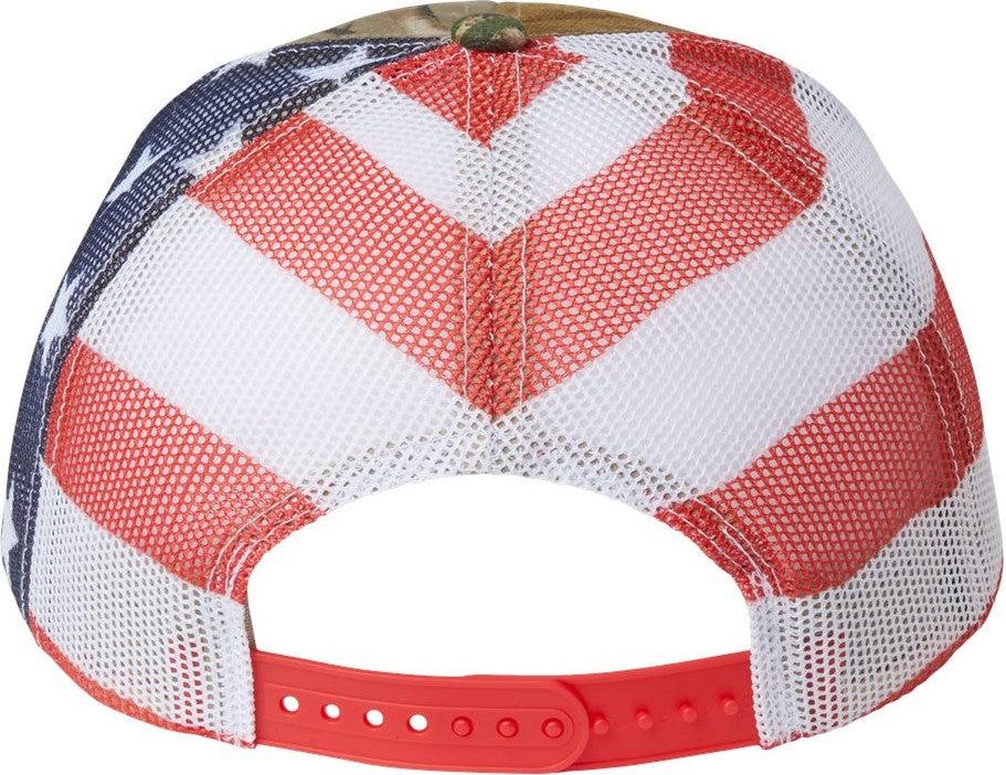 Front View of All Purpose/ USA Flag Printed Mesh Trucker Cap - S700M