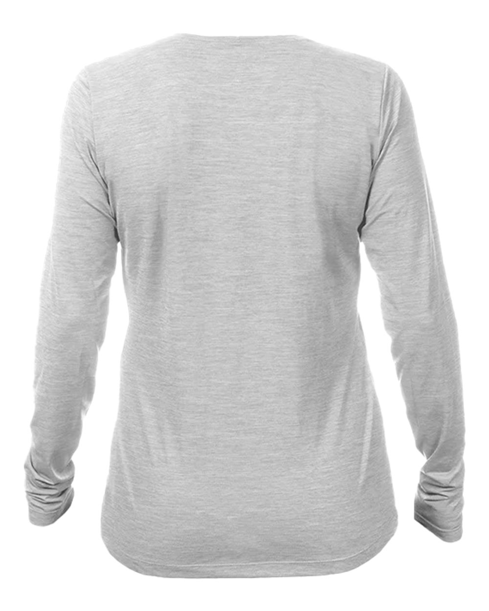 Front View of Alloy Heathered Women's Breeze Tech Long Sleeve T-Shirt - WSBRZL0