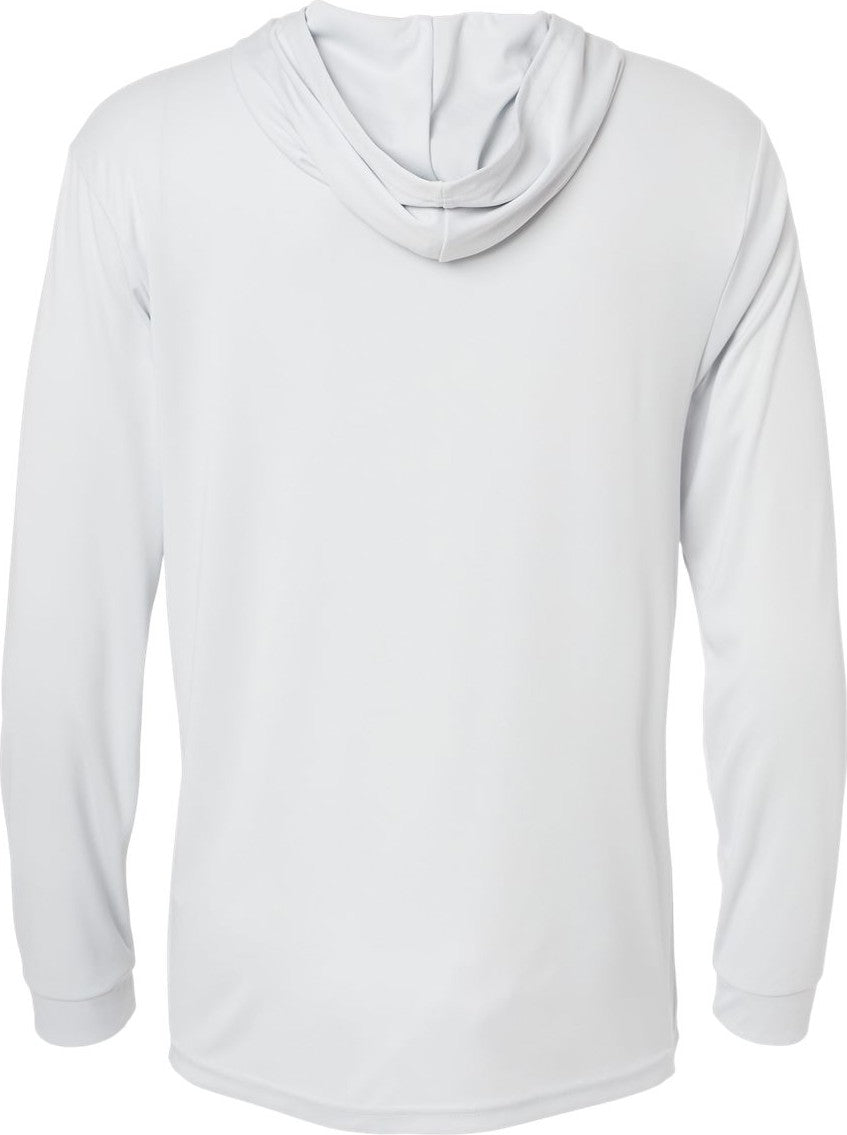 Front View of Aluminum Bahama Performance Hooded Long Sleeve T-Shirt - 220