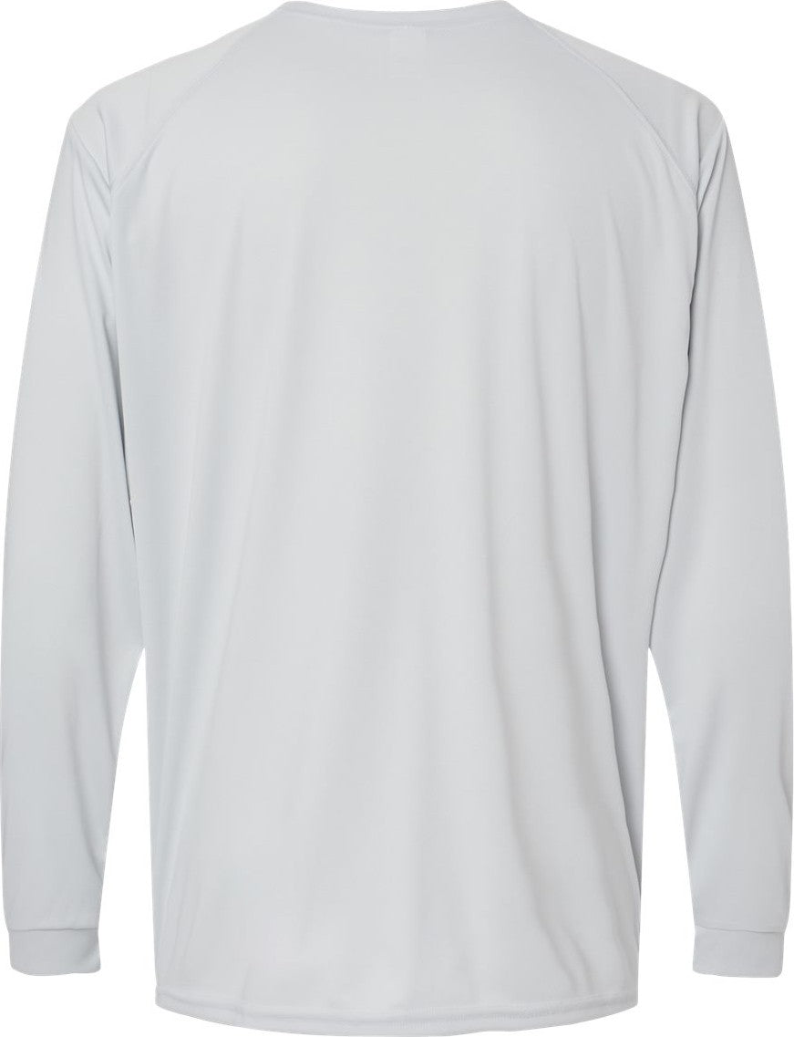 Rear View of Aluminum Long Islander Performance Long Sleeve T-Shirt - 210