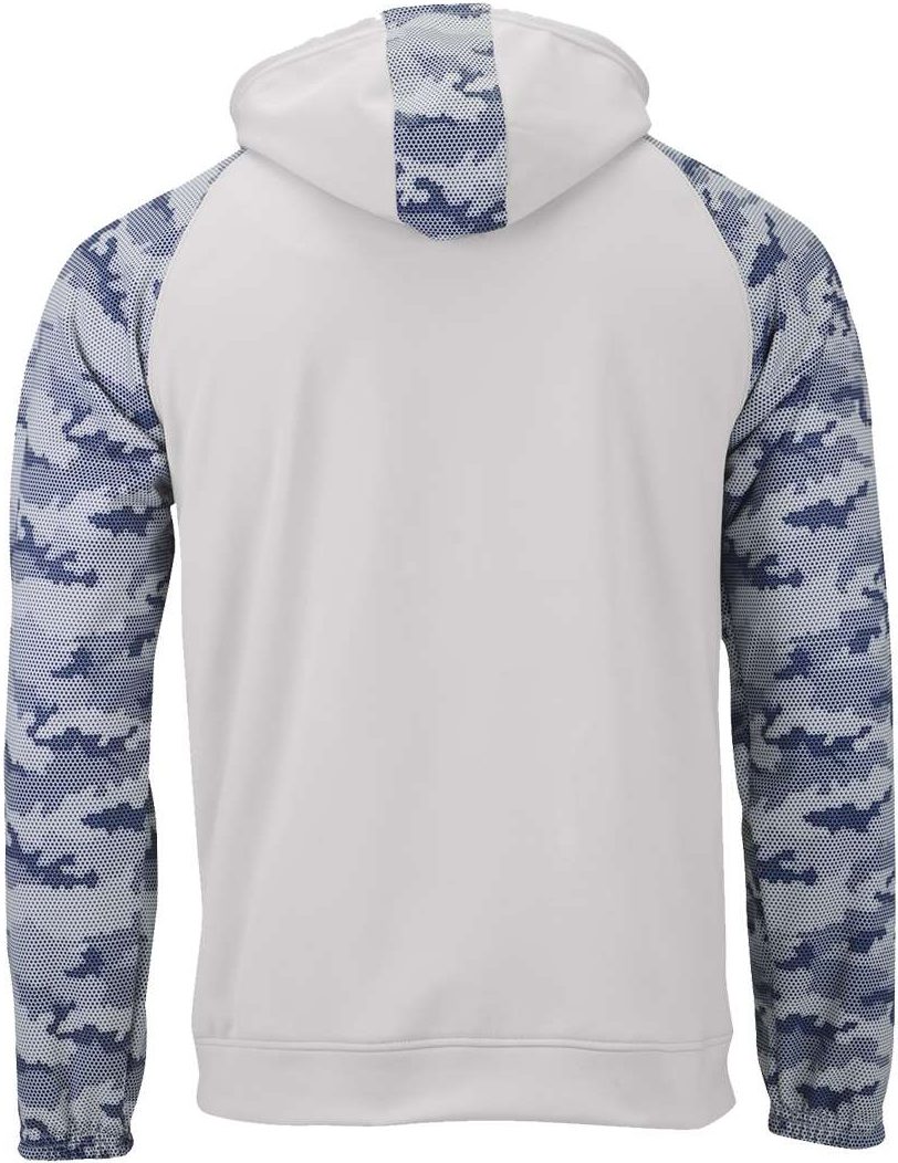 Rear View of Aluminum/ Navy Tahoe Camo Fleece Hooded Sweatshirt - 306
