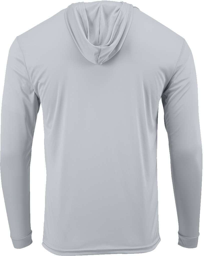 Rear View of Aluminum Youth Bahama Performance Hooded Long Sleeve T-Shirt - 221Y