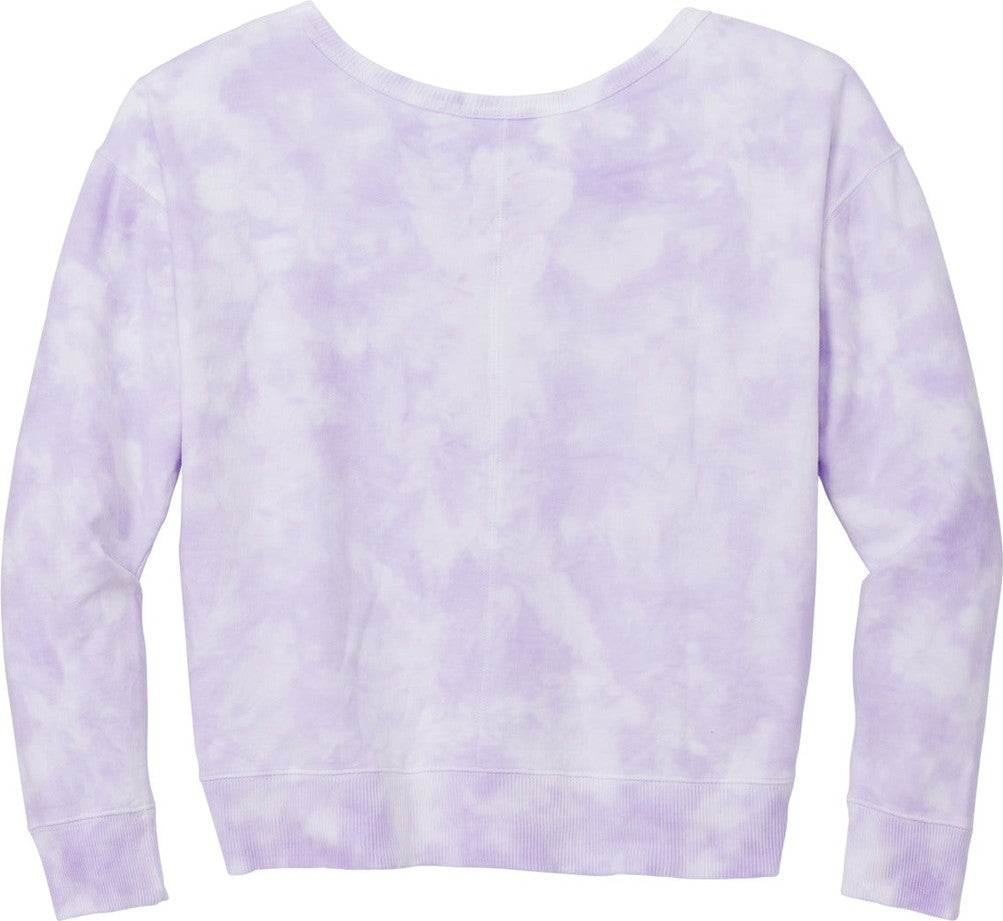 Front View of Amethyst Port & Co Women's Beach Wash Cloud Tie-Dye V-Neck Sweatshirt LPC140V