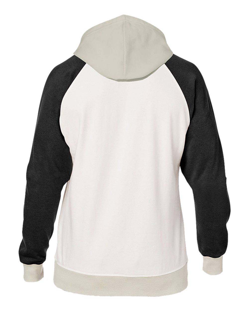 Front View of Antique White/ Black Vintage Tricolor Hooded Sweatshirt - 8886