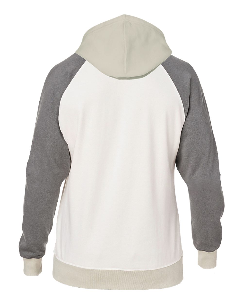 Front View of Antique White/ Smoke Vintage Tricolor Hooded Sweatshirt - 8886