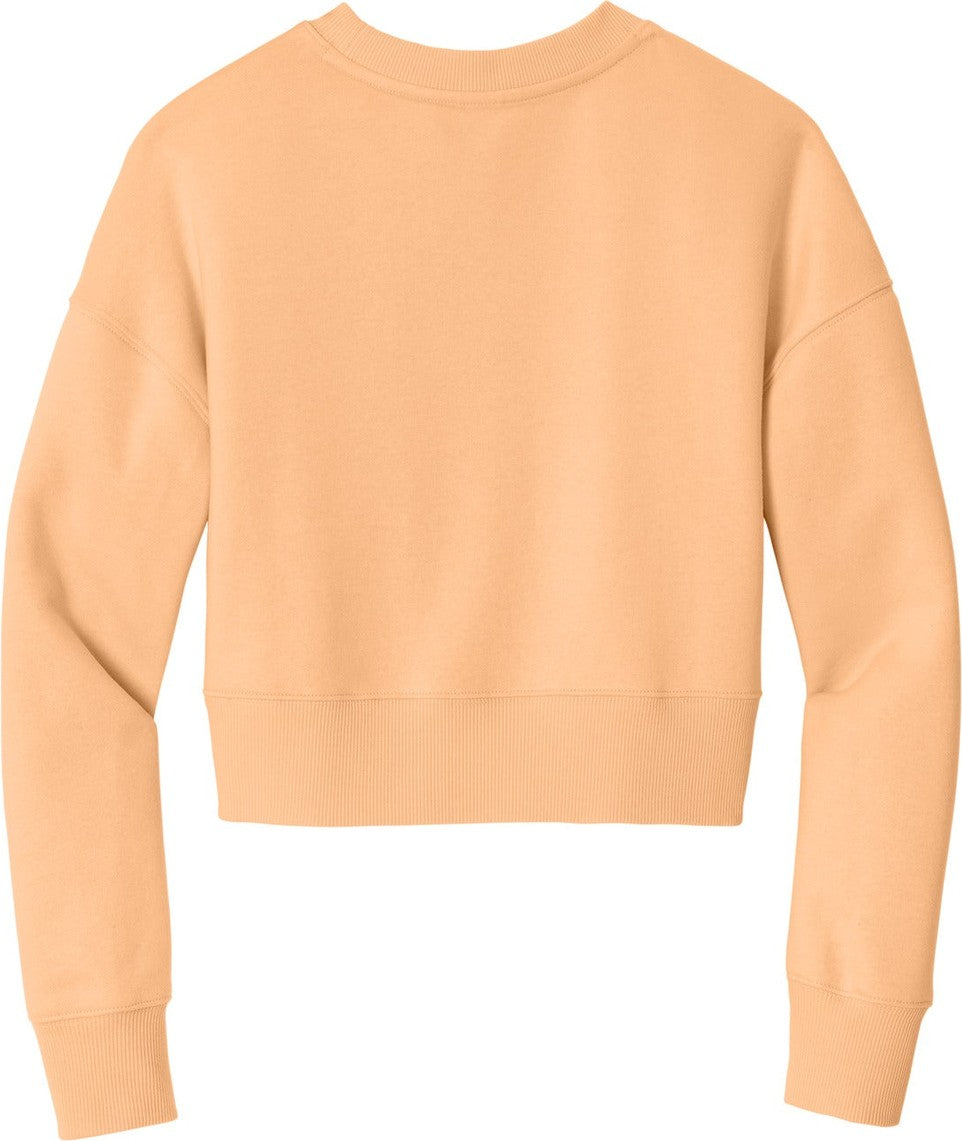 Rear View of Apricot District Women's Perfect Weight Fleece Cropped Crew DT1105