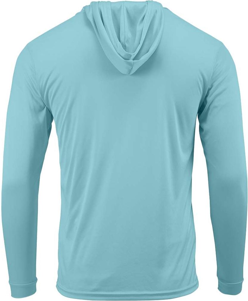 Rear View of Aqua Blue Youth Bahama Performance Hooded Long Sleeve T-Shirt - 221Y