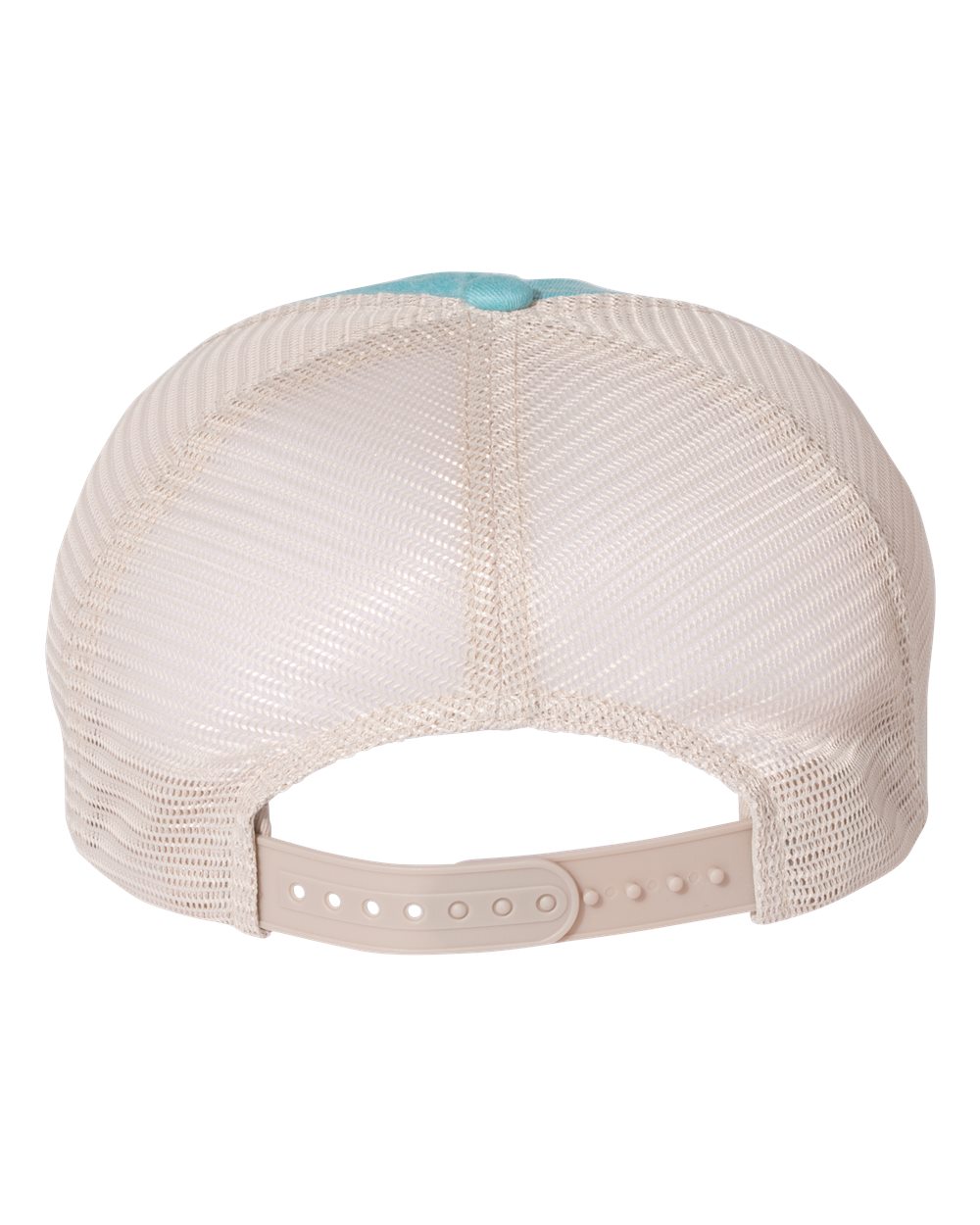 Rear View of Aqua/ Stone Pigment-Dyed Trucker Cap - SP510