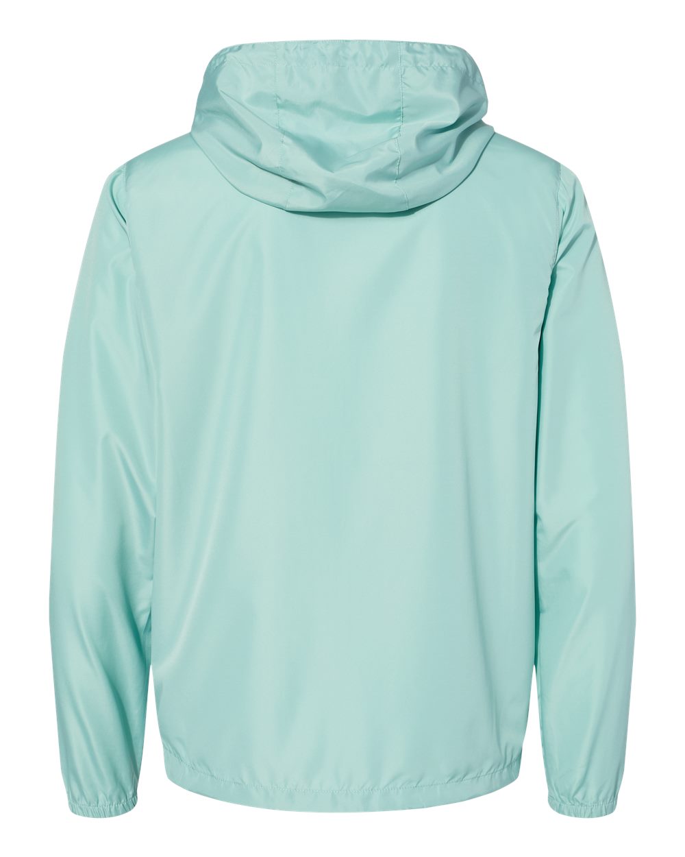 Front View of Aqua/ White Zipper Lightweight Windbreaker Full-Zip Jacket - EXP54LWZ