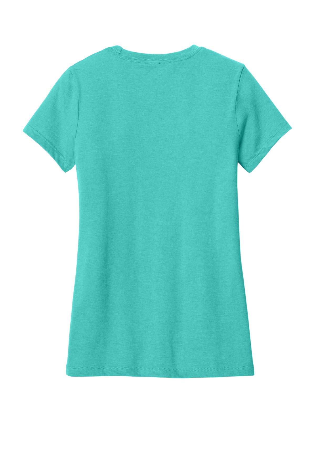 Front View of AquaHthr District Women's Perfect Blend CVC Tee. DM108L