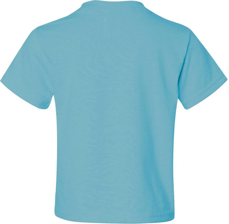 Rear View of Aquatic Blue Dri-Power® Youth 50/50 T-Shirt - 29BR