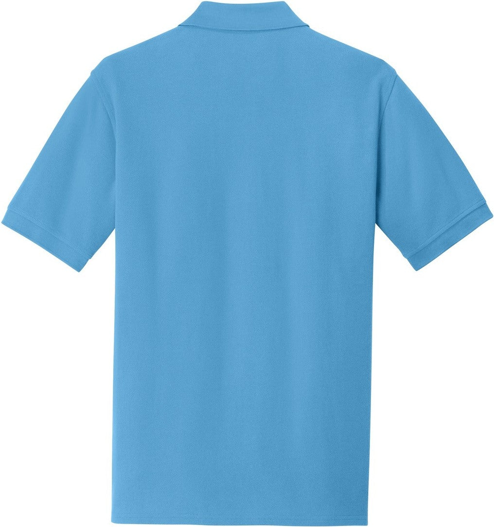 Front View of Aquatic Blue Port & Co Combed Ring Spun Pique Polo. KP1500