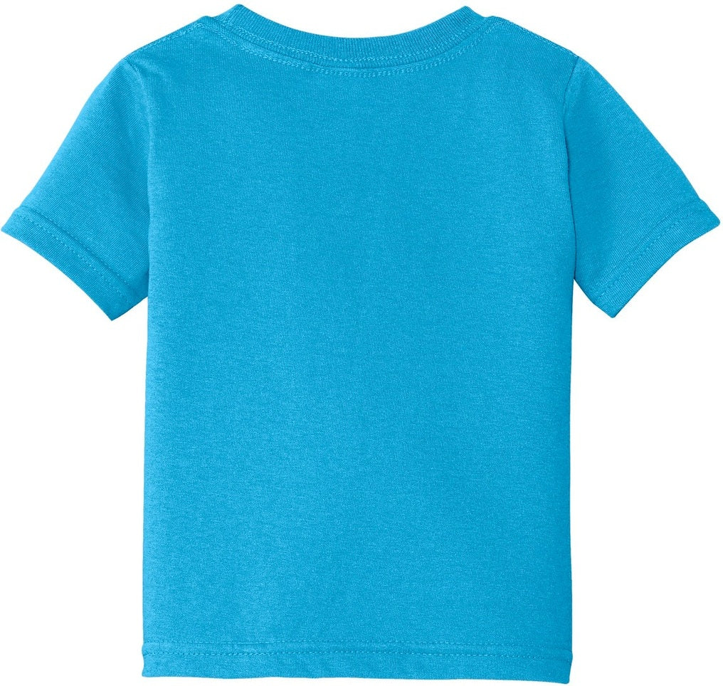 Rear View of Aquatic Blue Port & Co Infant Core Cotton Tee. CAR54I