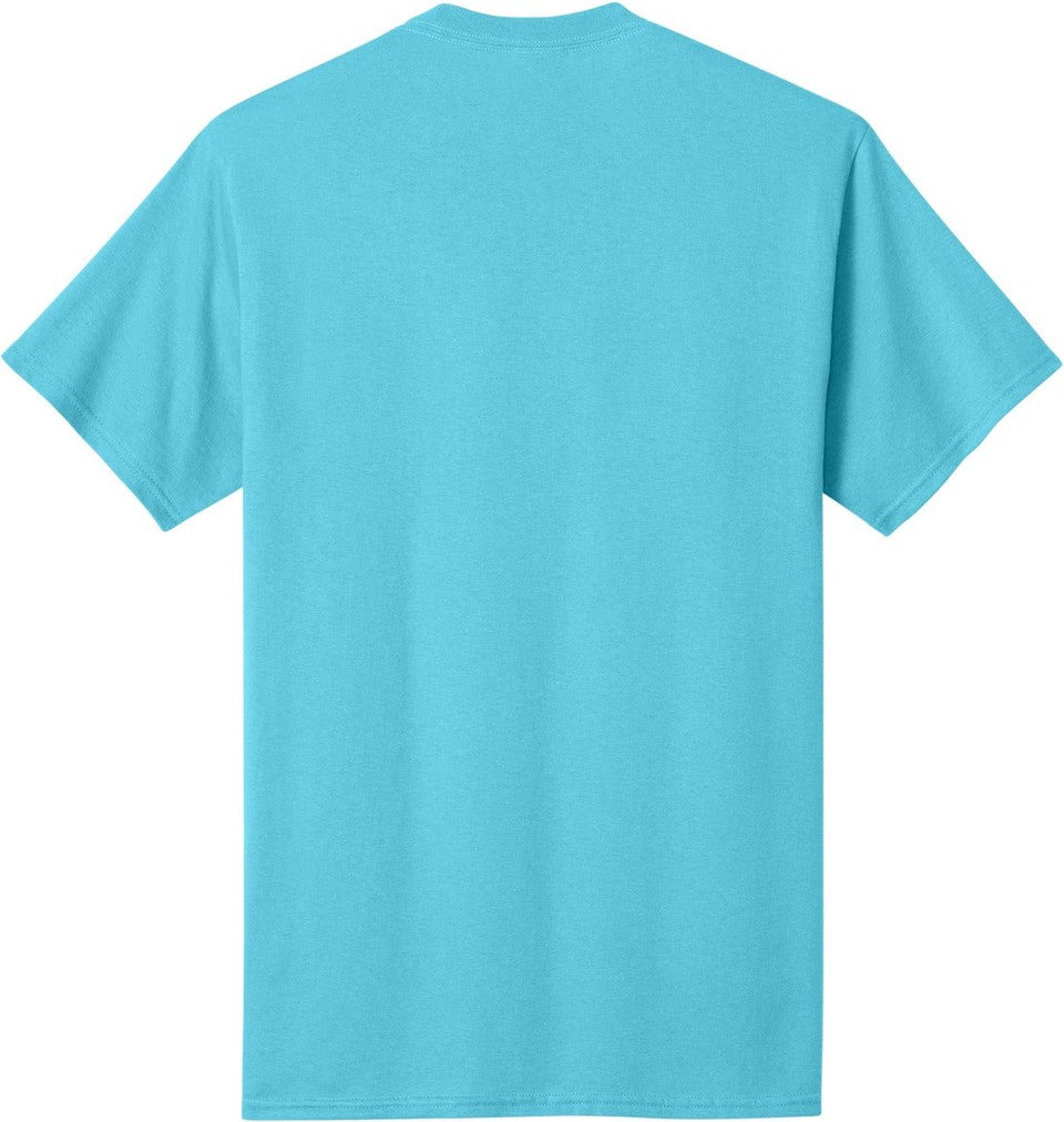 Rear View of Aquatic Blue Port & Co Tall Core Cotton Tee PC54T
