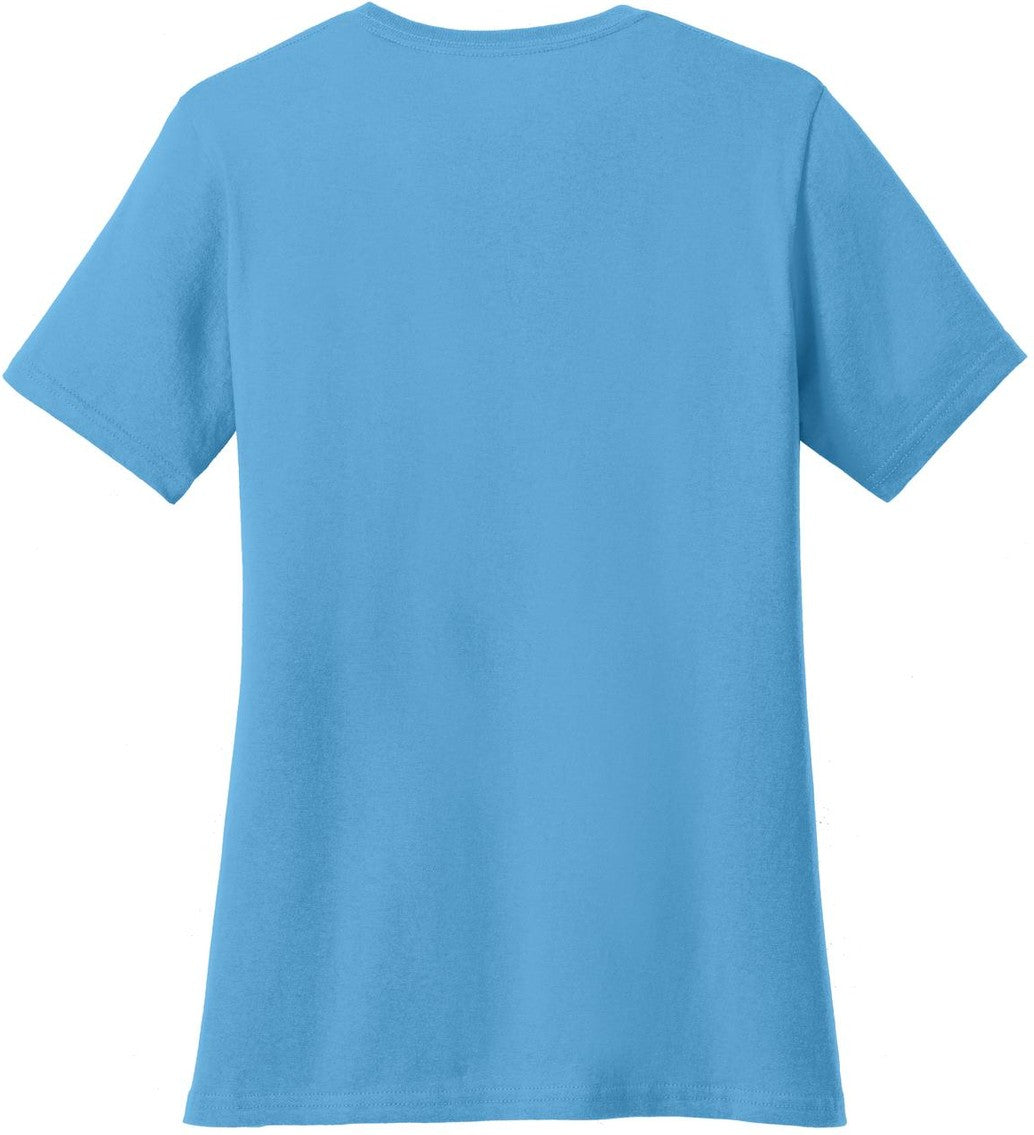 Rear View of Aquatic Blue Port & Co Women's Core Cotton Tee. LPC54