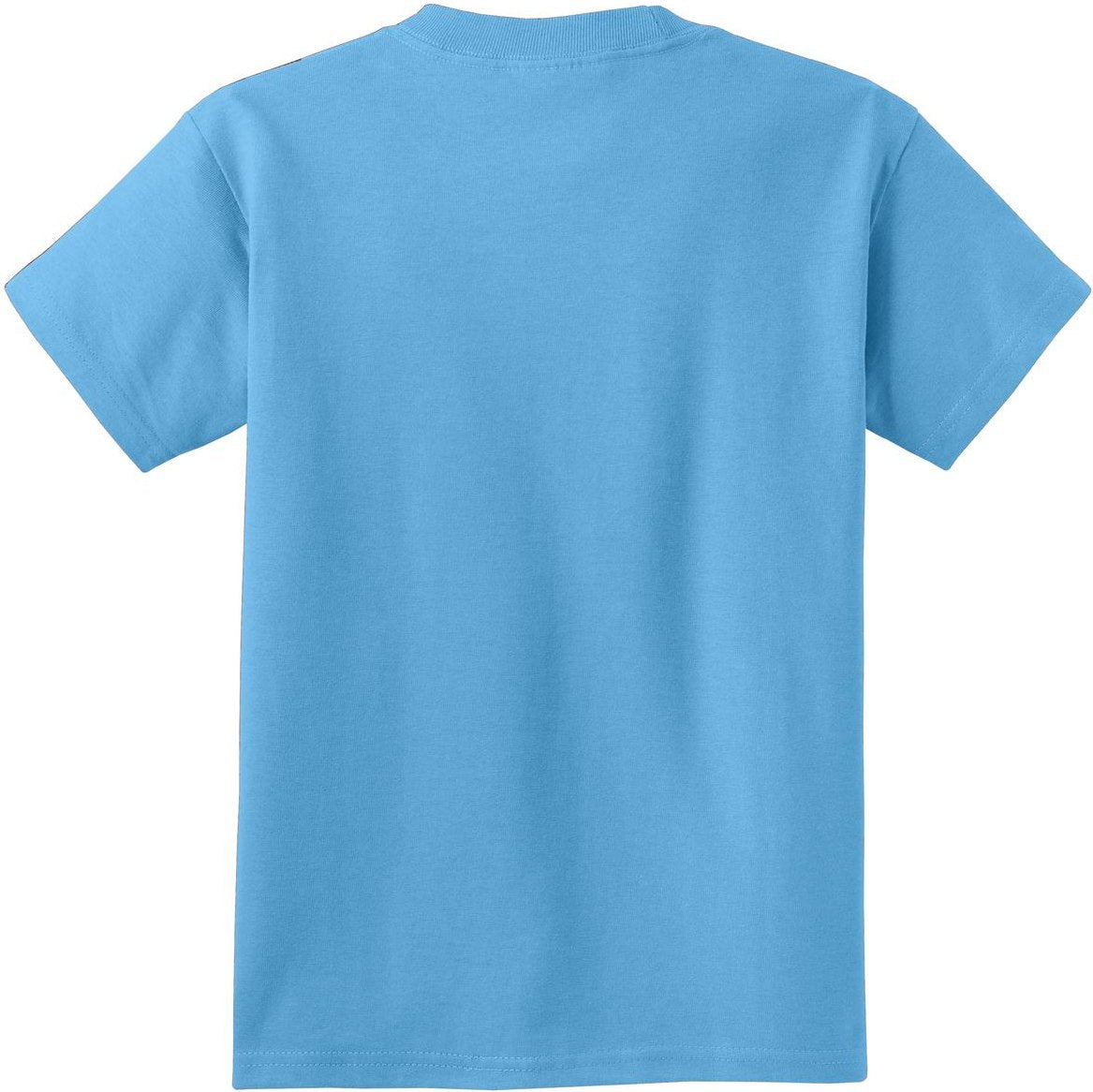 Rear View of Aquatic Blue Port & Co Youth Essential Tee. PC61Y