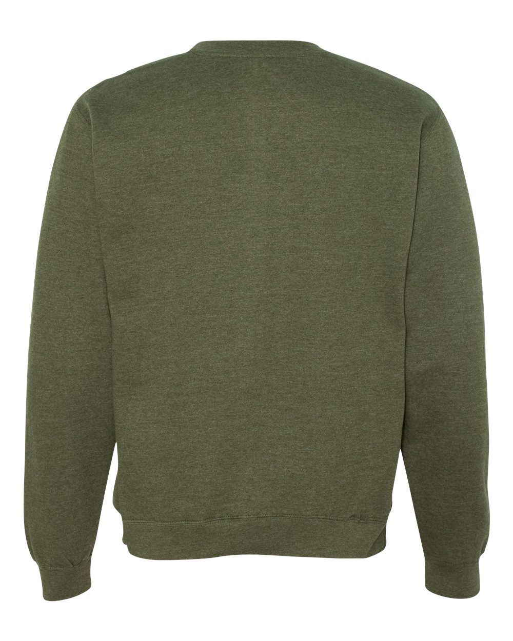 Rear View of Army Heather Midweight Crewneck Sweatshirt - SS3000