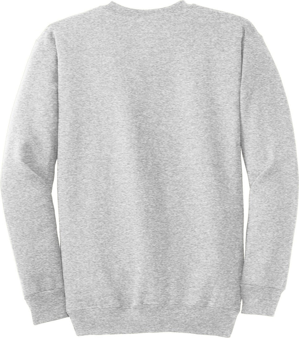 Rear View of Ash Port & Co Tall Essential Fleece Crewneck Sweatshirt. PC90T