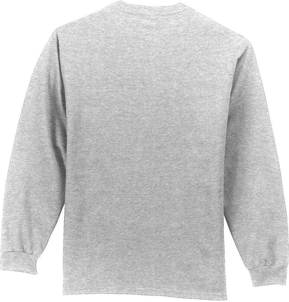 Rear View of Ash Port & Co Tall Long Sleeve Essential Pocket Tee. PC61LSPT