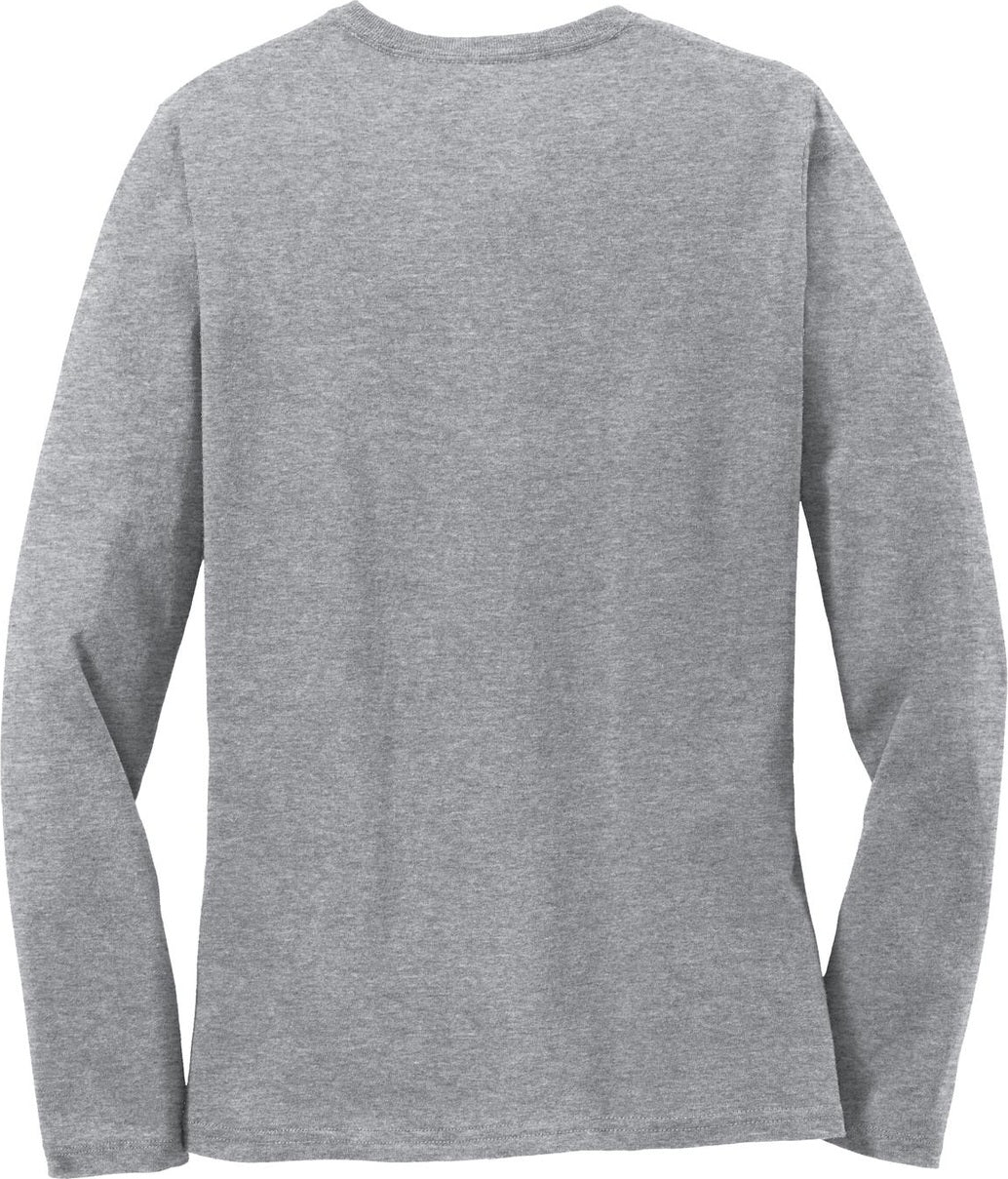 Front View of Athl Heather Port & Co Women's Long Sleeve Core Cotton Tee. LPC54LS