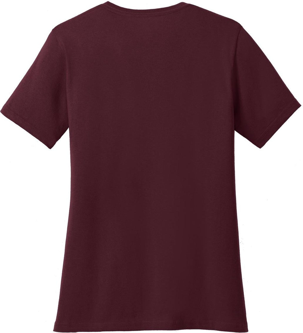 Front View of Athl Maroon Port & Co Women's Core Cotton Tee. LPC54