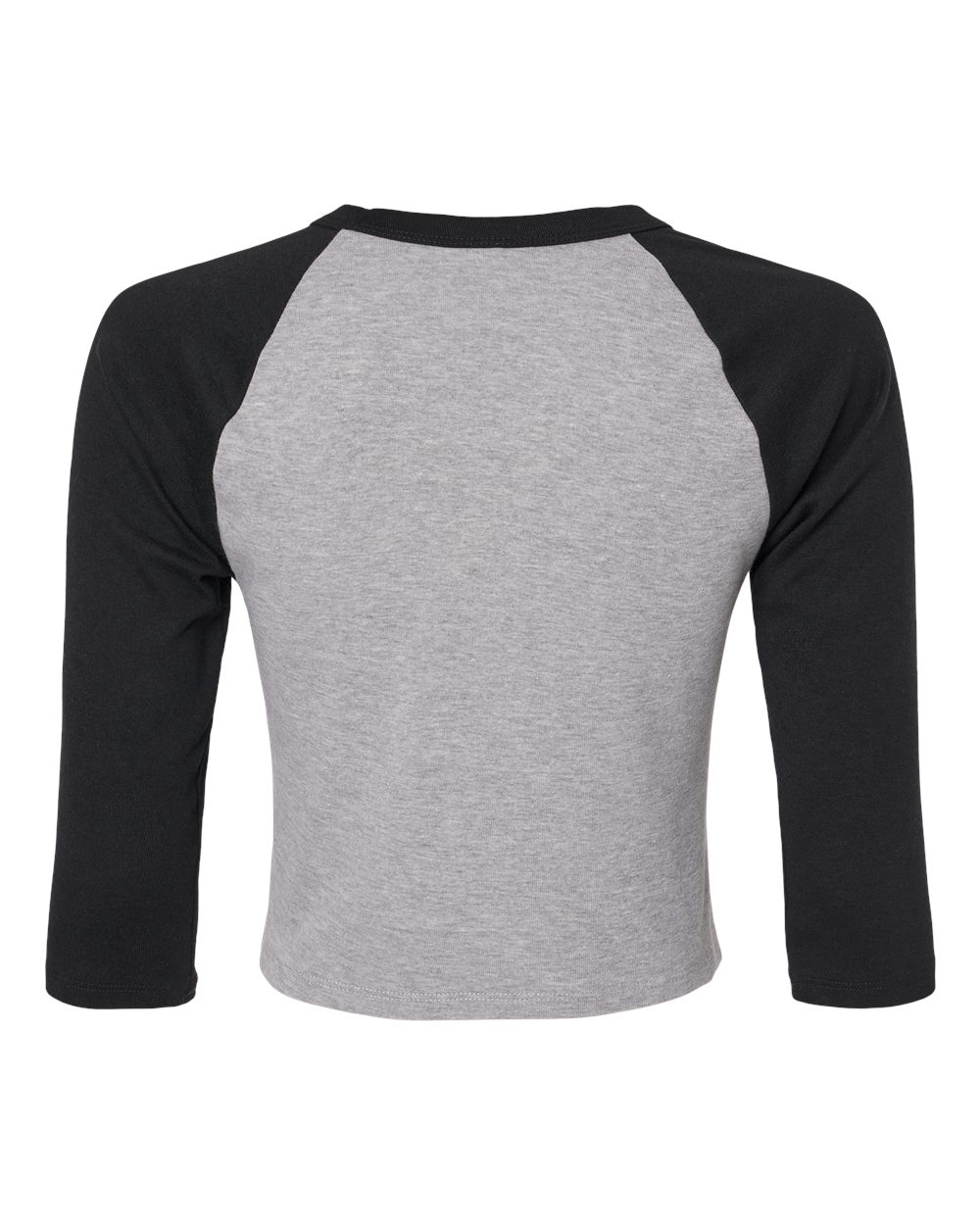 Front View of Athletic Heather/ Black Women's Micro Rib 3/4 Raglan Sleeve Baby Tee - 1200