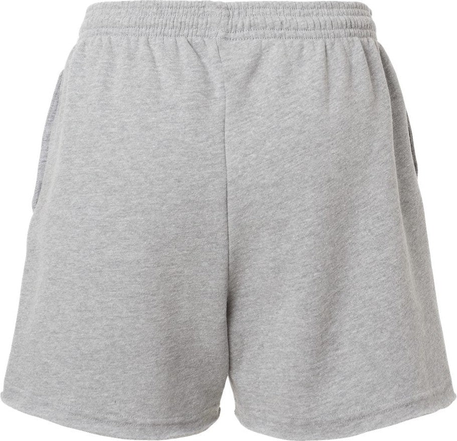 Rear View of Athletic Heather Women&#39;s Cutoff Fleece Shorts - 3787