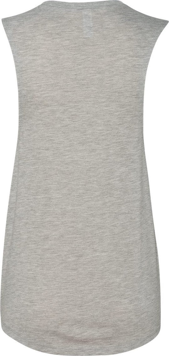 Rear View of Athletic Heather Women&#39;s Flowy Scoop Muscle Tank - 8803